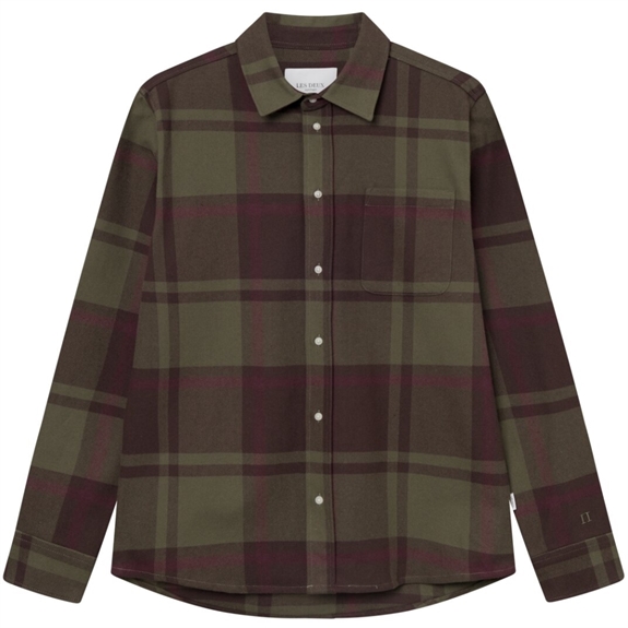Les Deux Jeremy Flannel shirt - Coffee Brown/Olive Night