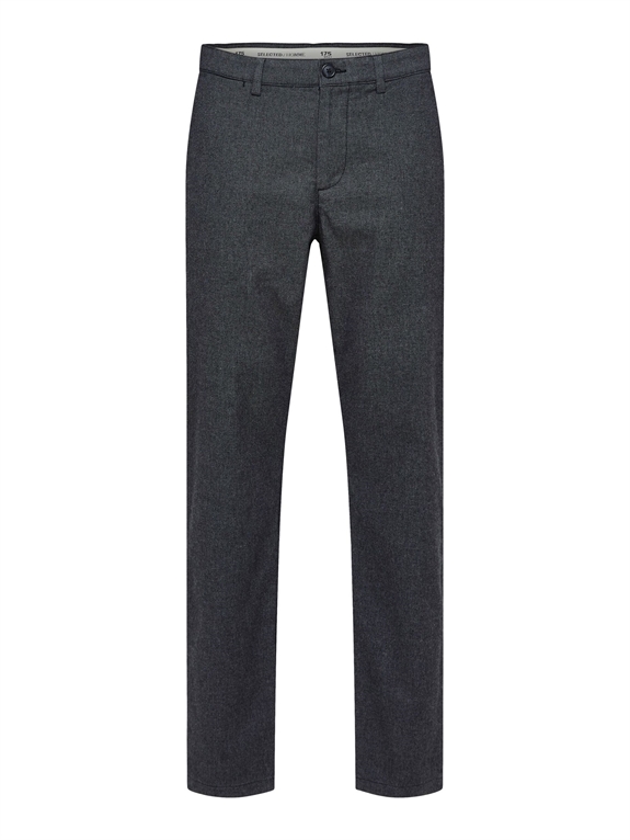 Selected 175 Slim Miles Brushed Pants - Dark Grey/Structure