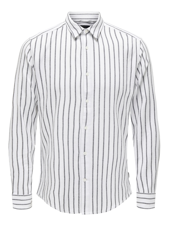 Only & Sons Ben Life Slim Flannel Stripe LS Shirt - Cloud Dancer